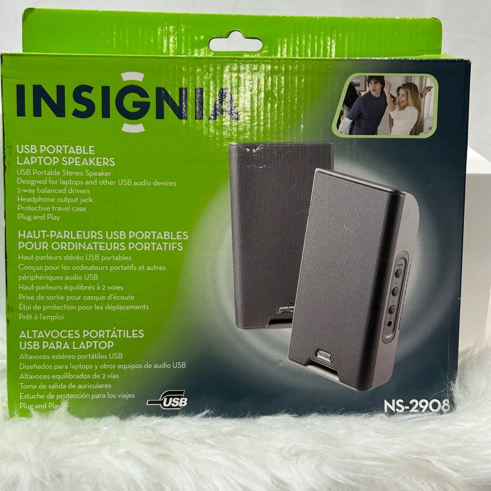 Insignia USB Portable Laptop Speakers Stereo 2 Way Balanced Drivers New‎ NS 2908